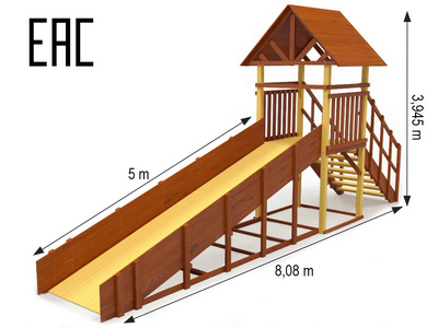 Зимняя деревянная горка TORUDA Север-5/1 (скат 5 м)